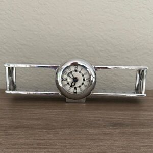 Silver Table Top Airplane Biplane Clock